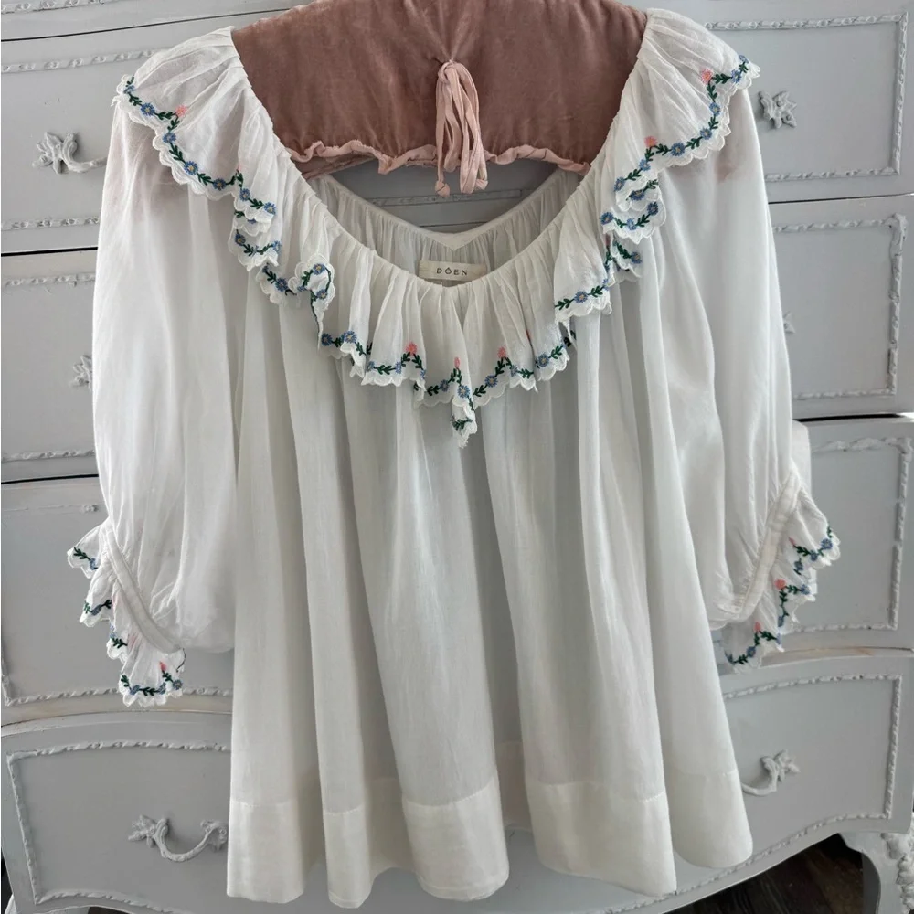 DOรN CHATEAU ๐บ๐ โBLOUSE,โ WHITE, (was hemmed from Chateau Slip), RARE, Size L - Picture 1 of 13